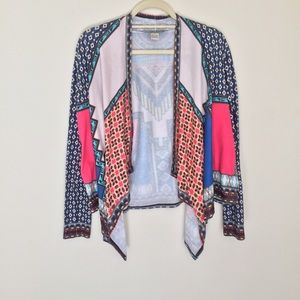 Flying tomato mixed pattern open front cardigan